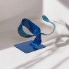 sculpture abstraite métal bleu marine et turquoise