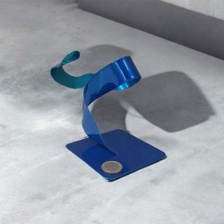 sculpture abstraite métal bleu marine et turquoise