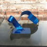 sculpture abstraite métal bleu marine