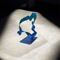 sculpture abstraite métal bleu turquoise