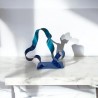 sculpture abstraite métal bleu turquoise