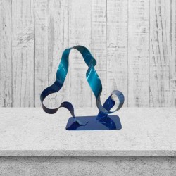 sculpture abstraite métal bleu turquoise