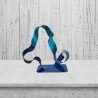 sculpture abstraite métal bleu turquoise