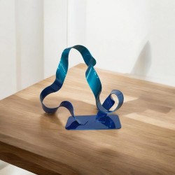 sculpture abstraite métal bleu turquoise