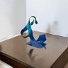 sculpture abstraite métal bleu turquoise